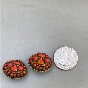 Vintage Orange and Red Clip-On Earrings